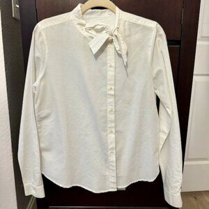 Sezane asymmetrical button-down shirt with neck tie collar